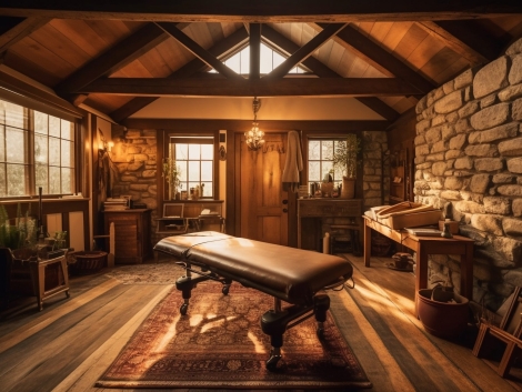 Modern luxury living inside old rustic building feature generated by artificial intelligence